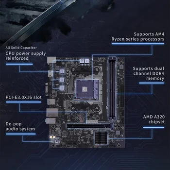 Spalvinga A320M-K V14 PRO Motininę Dual Channel DDR4 2666/2400/2133MHz atmintis (RAM USB3.0 SATA3.0 6Gb/S AM4 Sąsaja Procesorius