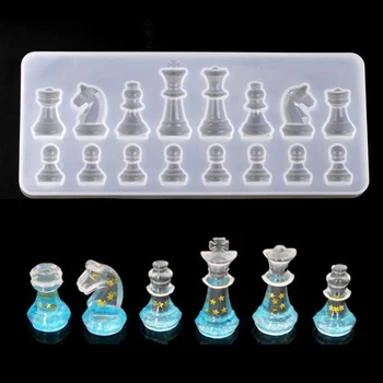 1pcs Kristalų Epoksidinės Dervos Pelėsių stalo Žaidimas Tarptautinės Šachmatų Liejimo Silikono Forma 