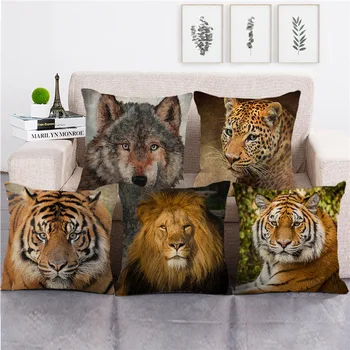 Kambarį Dekoratyvinės Pagalvės Gyvūnų Modelio Kačių Tigras, Leopardas, Liūtas Fauxlinen Mesti Pagalvę Padengti Apdaila Sofa-lova, Kėdės