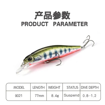 Spalvotų Minnow Žvejybos Lure7.7 Cm 8.4 G giliai nardymo Wobblers Swimbait Dirbtinis Sunku Masalas Japonijos medžiagos Bass Karpių Žvejyba