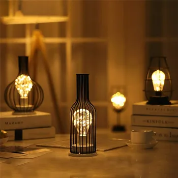 Retro Klasika LED Stalo Lempa Skaitymui Naktį Šviesos Vario Viela, Stalo Lempos, Miegamojo Kambarį Naktį Lempa Namų Puošybai Baterija