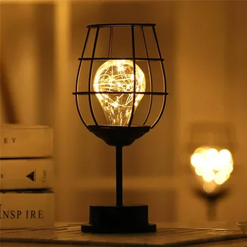 Retro Klasika LED Stalo Lempa Skaitymui Naktį Šviesos Vario Viela, Stalo Lempos, Miegamojo Kambarį Naktį Lempa Namų Puošybai Baterija