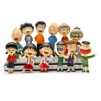 12pcs/set Anime Chibi Maruko-chan šeimos Klasiokai Pav Stalo Ornamentas Mini Mielas Modelis Pasakų Sodas Moss Miniatiūriniai Žaislai Dekoras