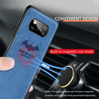 Automobilių Magnetinio atsparus smūgiams Silikoninis Minkštas vidinis Magnetas Elnias Drobės Audinys Mobilųjį Telefoną Atveju Xiaomi POCO X3 M3 Galinio Dangtelio Funda