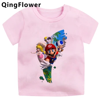 Super Mario paaugliams enfant vaikų marškinėlius anime mielas grafikos dizaineris roupa infantil drabužiai drabužiai kūdikiams