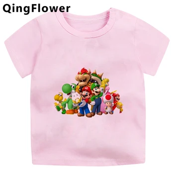 Super Mario paaugliams enfant vaikų marškinėlius anime mielas grafikos dizaineris roupa infantil drabužiai drabužiai kūdikiams