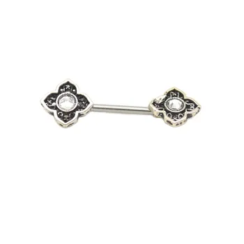 Mados Spenelių Žiedas Straigh Štanga Gėlių Lapų sparno Klavišą 14G Chirurginio Plieno Crystal Clear Perlas