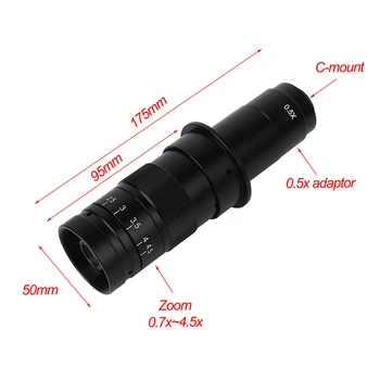 130X 180X C-mount Objektyvas Mikroskopo Okuliarą Reguliuojamu Zoom Pramonės Video HDMI VGA USB Mikroskopo vaizdo Kamera Vaizdo kameros Plėtros