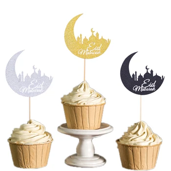 20pcs Moon Cake Toppers Popieriaus Eid Mubarakas Cupcake Topper Vestuvių Baby Shower Gimtadienio Musulmonų Kepimo Reikmenys
