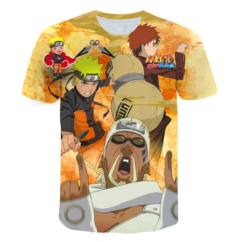 Konoha T-shirt Spausdinimas Naruto-Kaklo, trumpas rankovėmis Berniukui, Mergina Viršūnes Japonijos Anime Harajuku Gatvės Mados marškinėliai Vaikų Drabužiai