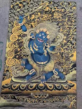 Juoda Dievo turtų mahagala Tibeto Buda religinių reikmenų Nepalas Thangka siuvinėjimas, tapyba