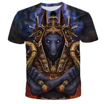 Vasaros Senovės Horo Egipto Dievo Akių, Egipto Faraonas Anubis Veidas 3D Print T-Shirt Berniuko/Mergaitės Unisex Streetwear 4-14T
