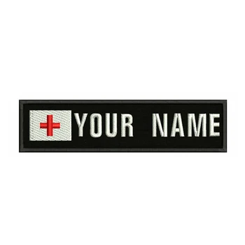 Ligoninė Raudonojo Kryžiaus Emblema 10X2.5cm Siuvinėjimo Užsakymą Pavadinimas Tekstas Pleistro Juostelės ženklelis Geležies Arba Velcro Pagrindo Lopai Drabužiai