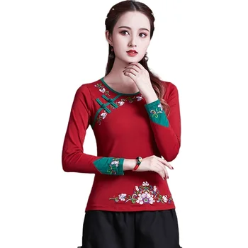 Kinų Stiliaus Drabužiai Moterims, Drabužiai 2021 Cheongsam Viršuje Kinijos Tradicinės Marškinėliai Palaidinė Medvilnės Hanfu Ponios Kinijos Viršūnių V1908