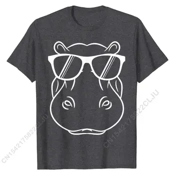 Kietas Hippo Dizaino - Mielas Begemoto W/ Sunglass T-Marškinėliai, Crazy Vyrų Top marškinėliai Įnoringas Šukuotinės Medvilnės Marškinėliai Street