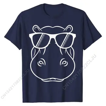 Kietas Hippo Dizaino - Mielas Begemoto W/ Sunglass T-Marškinėliai, Crazy Vyrų Top marškinėliai Įnoringas Šukuotinės Medvilnės Marškinėliai Street