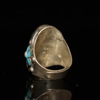 Surinkimo Kinijos senoji Tibeto sidabro cloisonne inkrustacijos Cirkonis žiedas