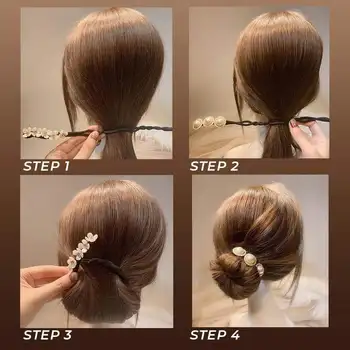 Korėjos Versija, Ne Slydimo Per Daug Tingus, Gėlių Staigius Kaklaraištis Pusėje Kamuolį Galva Artefaktas Paprasta Nauja Pearl Pintų Plaukų Šukuosena Moteris
