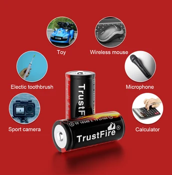 TrustFire 16340 Ličio Baterija 3.7 V 880Mah CR123A Li Jonų Baterijų, elementas su Spenelių Top Žibintuvėlį Žibintuvėlis Šviesos