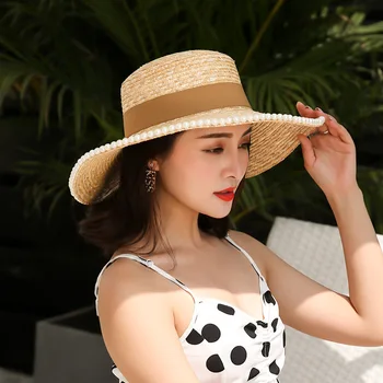 2021 Nauja Mada Moterims Vasaros Floppy Skrybėlę Kviečių Šiaudų Skrybėlę Su Kaspinu Saulės Skrybėlę UV Apsauga Paplūdimio Kepurė