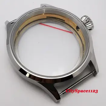 Corgeut 43mm Poliruoti Safyro Stiklas laikrodžio atveju tinka ETA 6497 6498 ST36 Judėjimo vyriški Žiūrėti Dalys