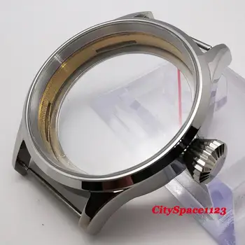 Corgeut 43mm Poliruoti Safyro Stiklas laikrodžio atveju tinka ETA 6497 6498 ST36 Judėjimo vyriški Žiūrėti Dalys