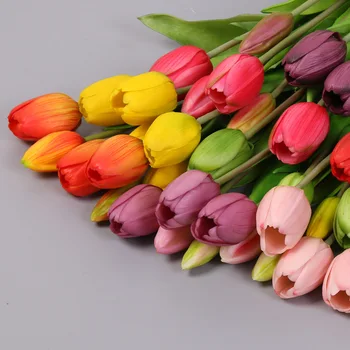 5 Vnt./Ryšulius Prabanga Silikono Nekilnojamojo touch Tulpių Puokštė Dekoratyvinis Dirbtinės Gėlės Kambarį Apdaila Flores Artificiales