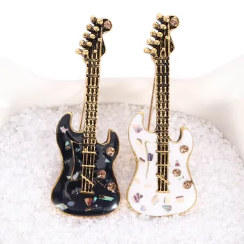 Derliaus Mini Gitara Emalio Sagės Punk Rock Creative Muzikos Instrumentas, Segtukai, Sagės Moterų Ir Vyrų Drabužių Apykaklės Ženklelis Papuošalai