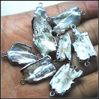 4pcs gamtos biwa perlų jungtys, juoda balta sidabro ir aukso spalvų dydis 15-20mm kultūringas gėlavandenių perlų populiarių straipsnių