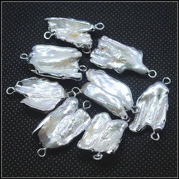4pcs gamtos biwa perlų jungtys, juoda balta sidabro ir aukso spalvų dydis 15-20mm kultūringas gėlavandenių perlų populiarių straipsnių
