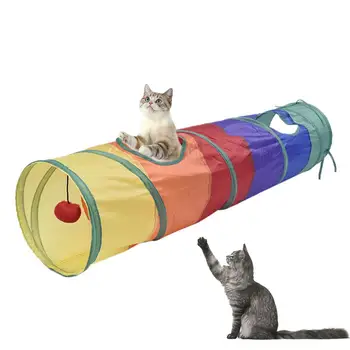 Sulankstomas Naminių Kačių Kanalo Žaislas Geležinkelių Įspūdį Vaivorykštės 2 Skyles Vaivorykštė Kačių Tunelio Žaisti Kamuolys Kačiukas Interaktyvus Žaislas Žaisti