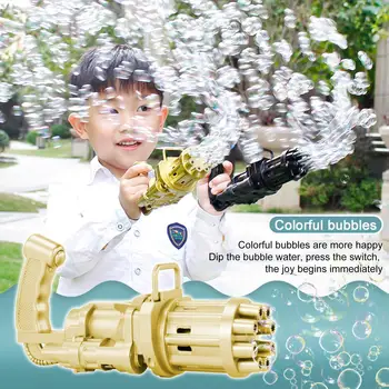Elektros Burbulas Mašina Juodojo Aukso Aukso Gatling Bubble Gun Vaikams, Automatinė Burbulo Pūtimo Žaislas Ginklą Ventiliatoriaus Funkcija Combo