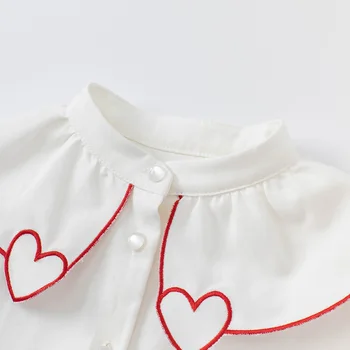 DB18452 dave bella rudens mados kūdikių mergaitės meilės marškinėliai kūdikiams, vaikiška viršūnes vaikų aukštos kokybės drabužius