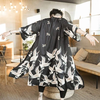 6XL Plius Dydis Yukata Haori Vyrų Japonijos Ilgai Kimono Megztinis Samurajus Kostiumai, Drabužiai, naktiniai drabužiai Chalatas Kimono Derliaus Spausdinti