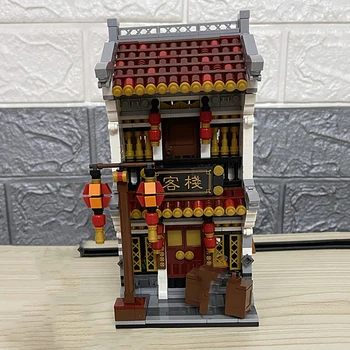 LOZ Senovės Kinijos Architektūros Chinatown Arbatos Ligoninės Inn Miesto Gatvėje Mini Blokų, Plytų Pastatas Žaislas Vaikams ne lauke