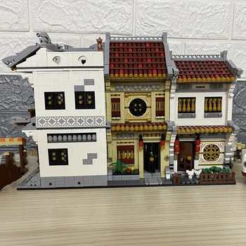 LOZ Senovės Kinijos Architektūros Chinatown Arbatos Ligoninės Inn Miesto Gatvėje Mini Blokų, Plytų Pastatas Žaislas Vaikams ne lauke