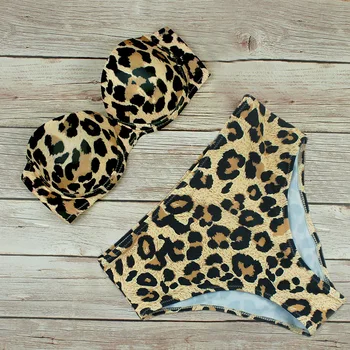 Seksualus Leopardas Spausdinti Bikini Komplektas 2021 Maudymosi Kostiumėlis Moterims Maudymosi Kostiumėliai, Thong Push Up Biquini Aukšto Juosmens Maudymosi Kostiumą Maillot De Bain Femme