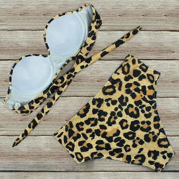 Seksualus Leopardas Spausdinti Bikini Komplektas 2021 Maudymosi Kostiumėlis Moterims Maudymosi Kostiumėliai, Thong Push Up Biquini Aukšto Juosmens Maudymosi Kostiumą Maillot De Bain Femme
