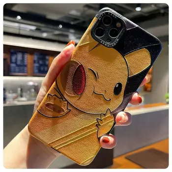 TAKARA TOMY Pokemon Pikachu Ranka-dažytos Telefono dėklas skirtas IPhone 6S/7/8P/X/XR/XS/XSMAX/11/12Pro/12min Telefono Pora Atveju Cove