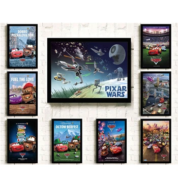 Disney Pixar Lenktynių Drobės Tapybos Individualų Automobilių Istoriją, Plakatų ir grafikos Sienos Menas Nuotraukas Gyvenančių Vaikų Kambario Dekoravimas