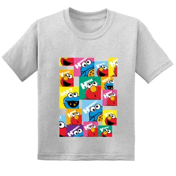 Sezamų Gatvės Cookie Monster ir Elmo Spausdinti Vaikai Juokinga T-shirt Baby Merginos 2019 M. Vasarą Medvilnės marškinėliai Berniukams Animacinių filmų Drabužius 9T