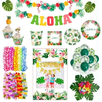 Atogrąžų Havajų Balionų Girliandą Arch Komplektas, Balionas Grandinės Baby Shower Konfeti Balionas Gimtadienis Vasarą Havajuose Šalies Apdaila
