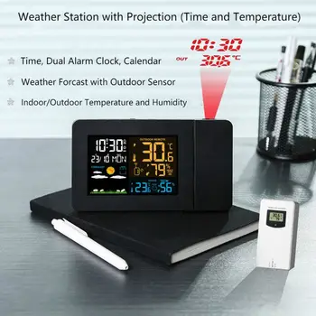 Daugiafunkcinis Skaitmeninis Žadintuvas Kalendorius LED Projekcija Oro Thermomer 11UA