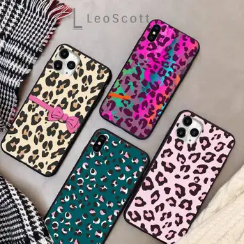 Rožinis mados leopardas spausdinti Telefono dėklas skirtas iPhone 11 12 pro XS MAX 8 7 6 6S Plus X 5S SE 2020 XR Minkšto silikono