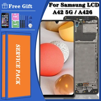 Originalus A42 Samsung Galaxy A42 5G LCD Ekranas Jutiklinis Ekranas su karkaso konstrukcijos skaitmeninis keitiklis Samsung A42 A426 A426B LCD