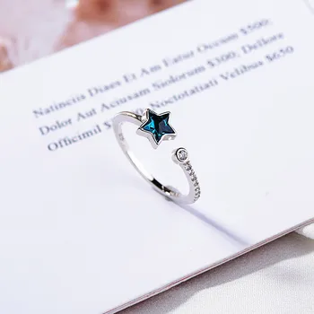Naujos Mados Žavesio Blue Crystal Star Žiedai Moterims, Vyrams Boho Karka Šalies Žiedai Punk Kokteilis Papuošalai Mergaitėms Dovanų