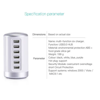 USB Įkroviklis 6 Port USB Sieninis Įkroviklis USB Įkrovimo Stočių Su Smart Identifikavimas 