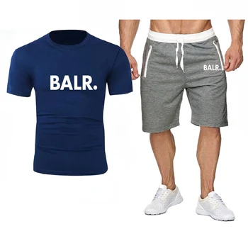 2021 Populiarus Naują Stilių BALR Letter Spausdinimo Laisvalaikio VYRIŠKI Marškinėliai + Sporto Šortai Kostiumas Aukštos Kokybės Sportinė Veikia