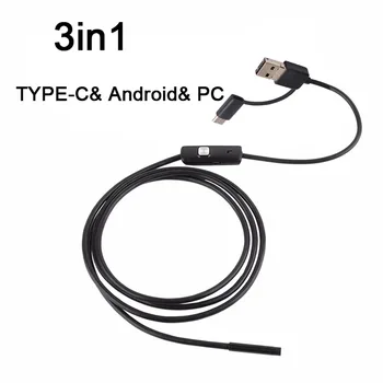 5.5 mm Endoscoop Fotoaparatas USB Endoskopą HD Tikrinimo Kamera 6 Reguliuojamas LED IP67 atsparus Vandeniui Borescope, skirta 