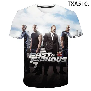 Nauja Vasaros Filmo Fast & Furious 3D Marškinėliai Vyrams, Moterims, Vaikams, Mados Streetwear Berniukas Mergaitė Vaikai Atspausdintas T-shirt Kietas Viršūnes Tee